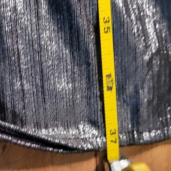 Loft Shimmer Silver Black Ruffle V-Neck Dress Size 14 - Picture 12 of 14